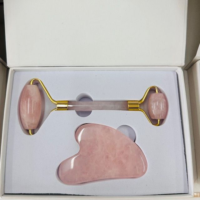 Rose Quartz Gua Sha Roller Set
