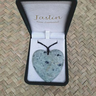 Greenstone Heart Pendant 50mm