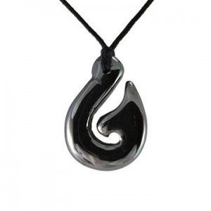 Hematite Fish Hook Pendant