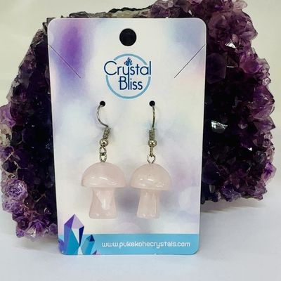 Rose Quartz Mushroom Earrings