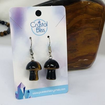 Tiger Eye Mushroom Earrings