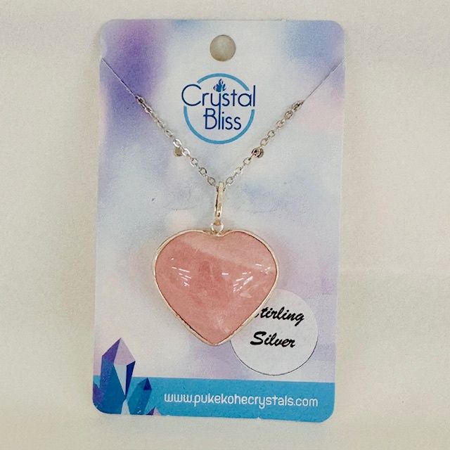Rose Quartz SS Heart Pendant