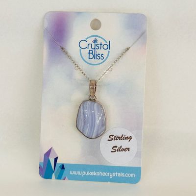 Blue Lace Agate SS Pendant