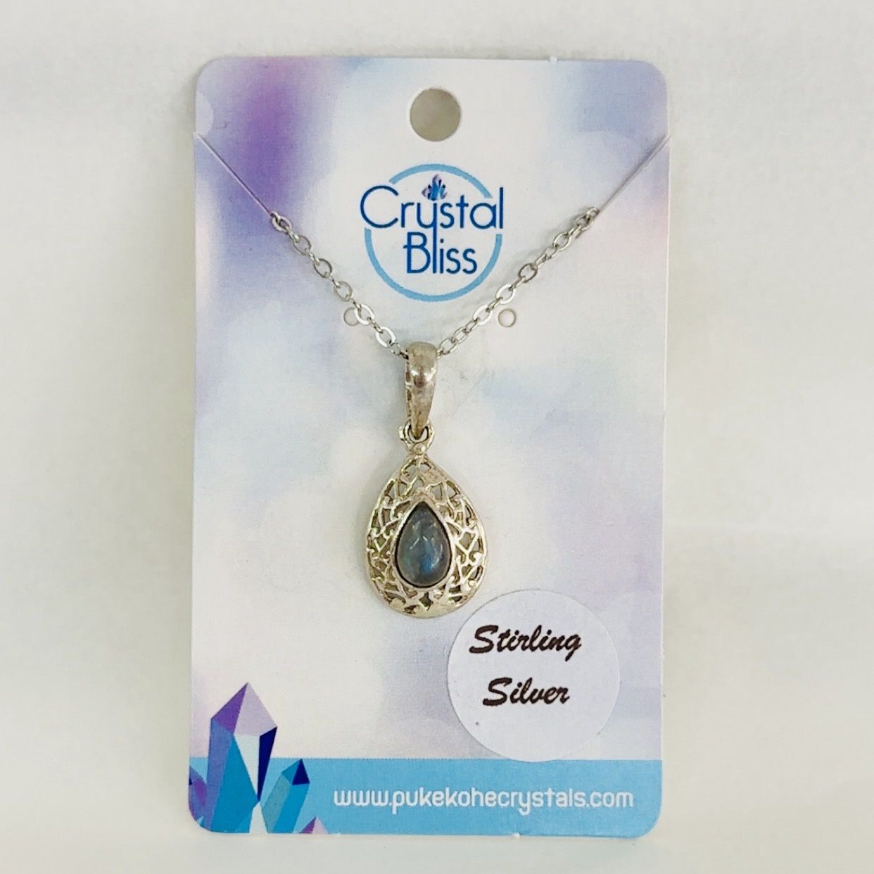 Labradorite Teardrop SS Pendant