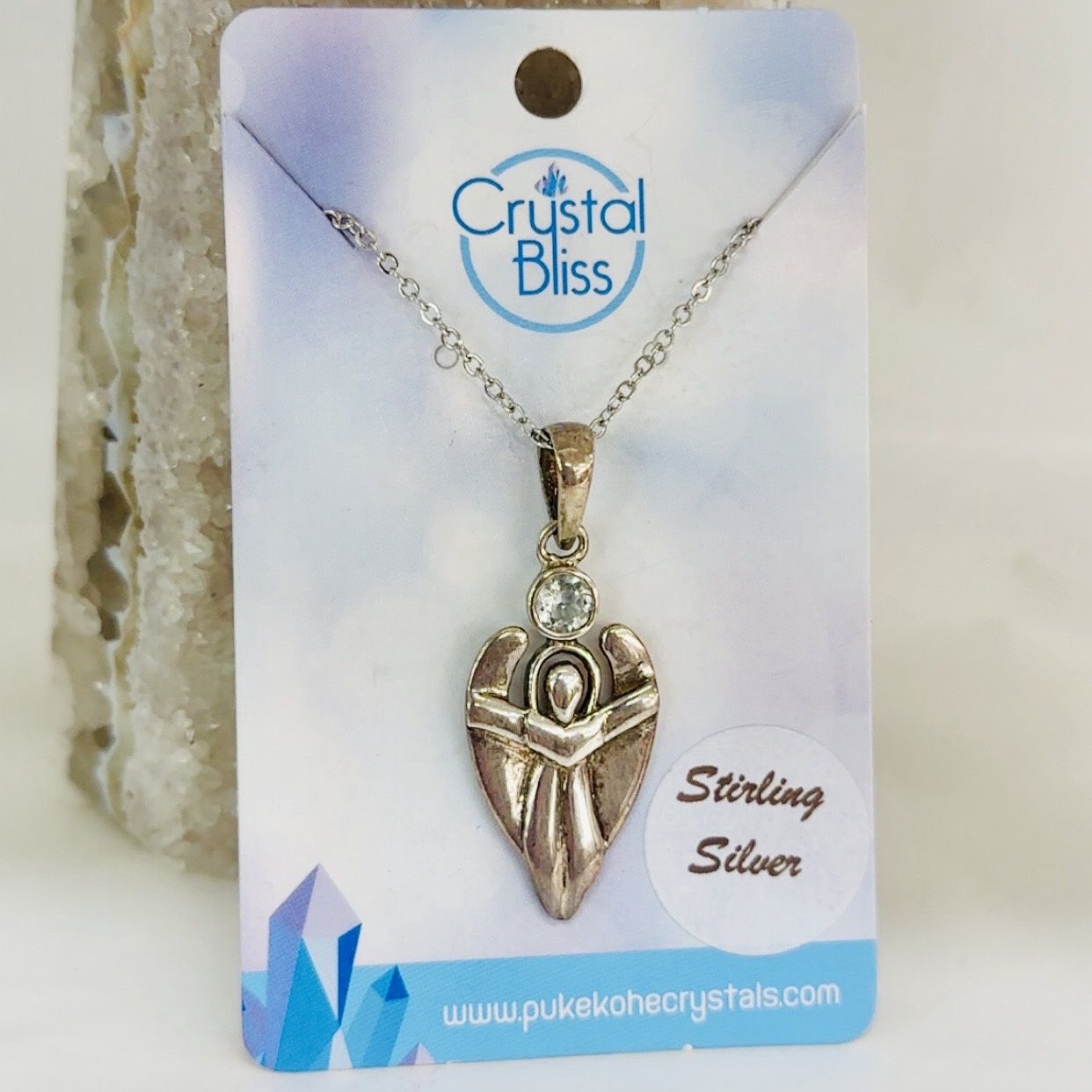 Angel with Green Amethyst SS Pendant