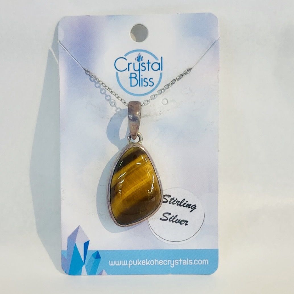 Tigers Eye Teardrop SS Pendant