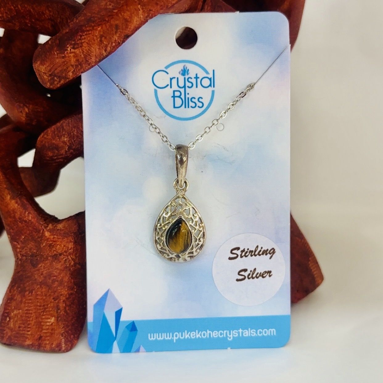 Tigers Eye SS Oval Pendant