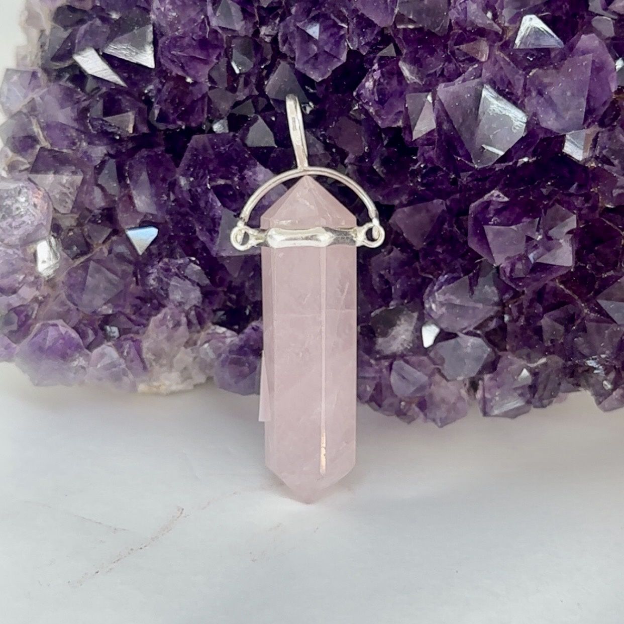 Rose Quartz DT Pendant SS
