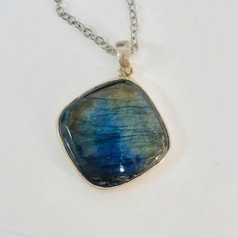 Labradorite Sq SS Pendant