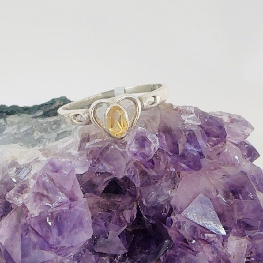Citrine Heart Ring sz US 8