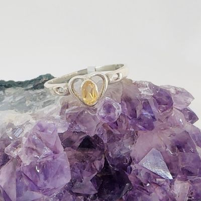Citrine Heart Ring sz US 8