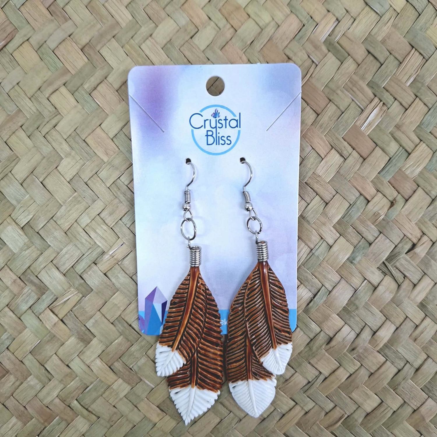 Bone Carving Earrings - Brown Huia