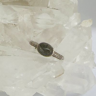 Labradorite Silver Oval Ring sz US 8