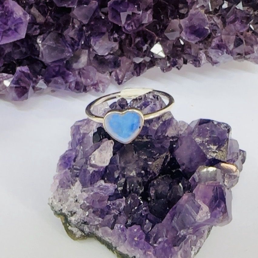 Moonstone Heart Ring sz US 8