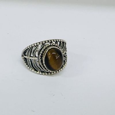 Tiger Eye Leaf Ring sz US 7