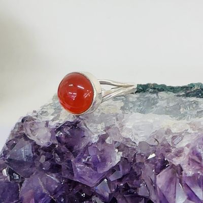 Carnelian Circle Ring sz US 7