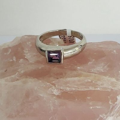 Amethyst Thick Silver Ring sz US 8.5