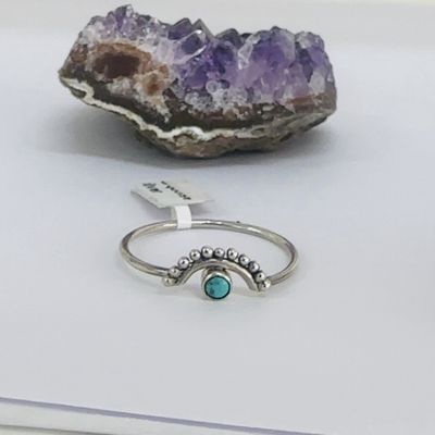 Blue Howlite Dot Ring sz US10