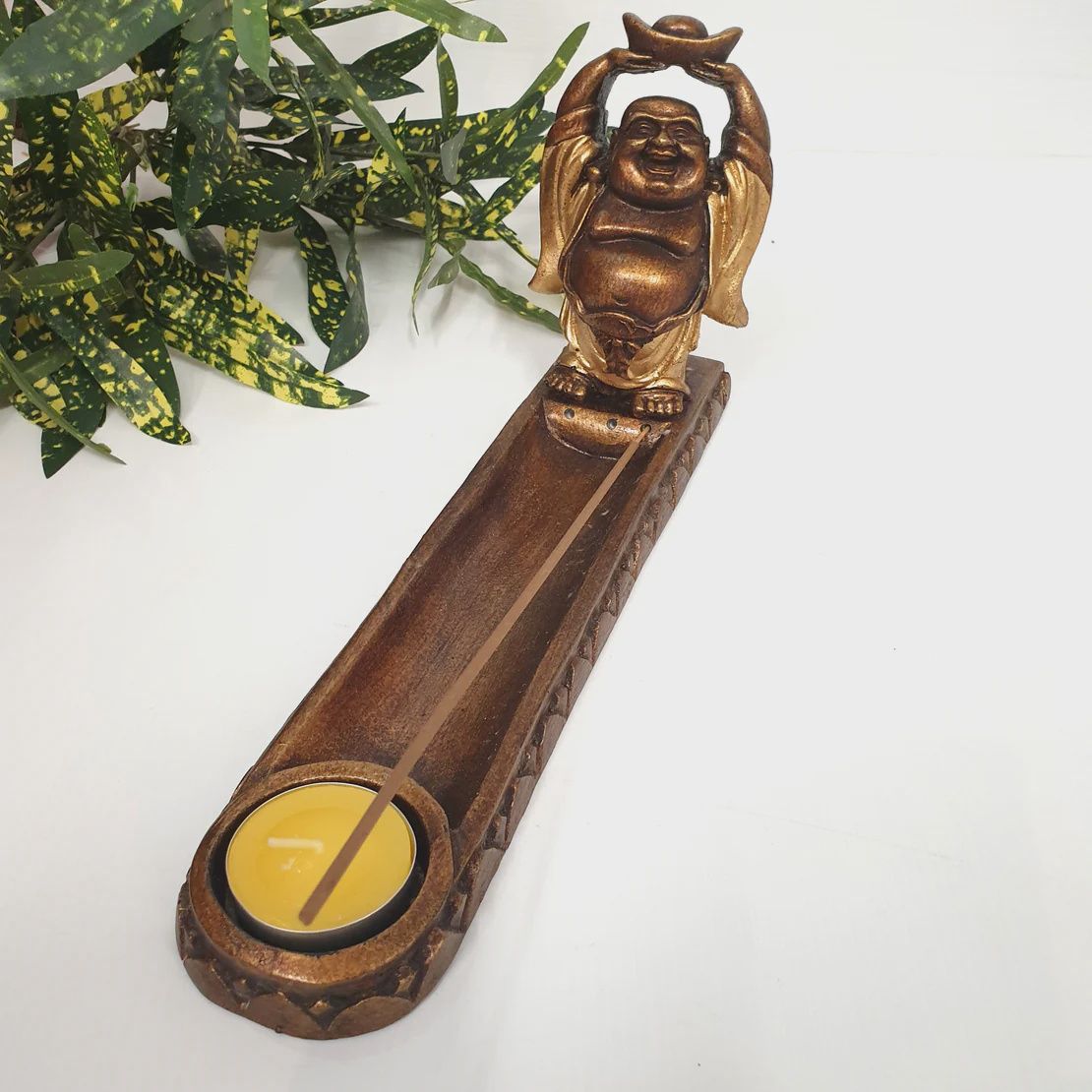 Long Incense &amp; Candle Holder Gold