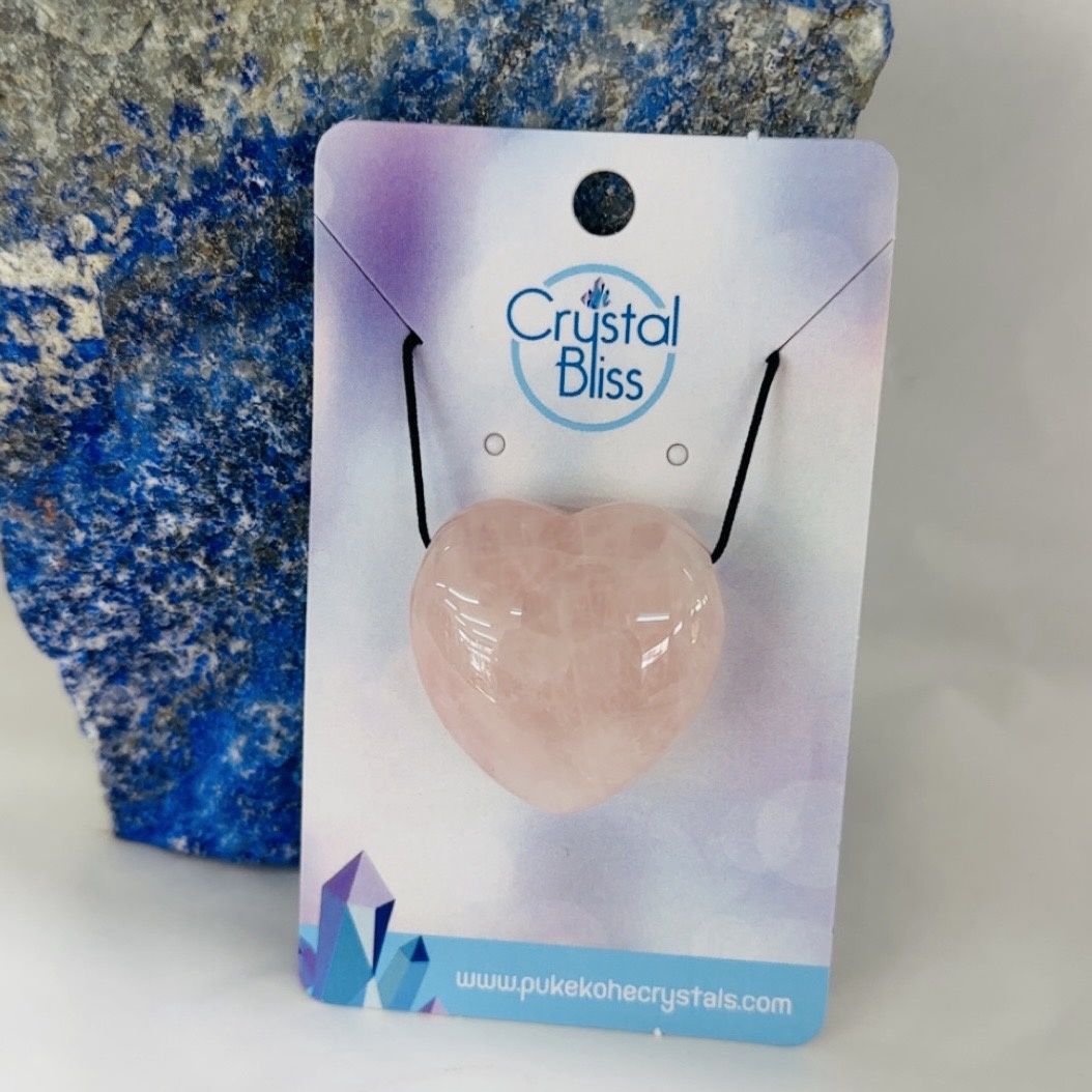 Rose Quartz Heart Pendant on Cord