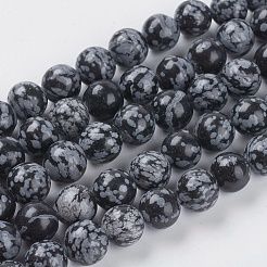 Beads 8mm Obsidian Snowflake