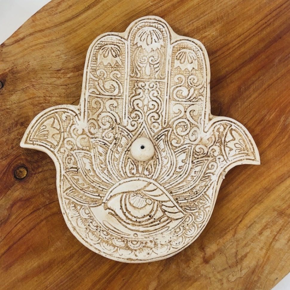 Hamsa White Incense Holder