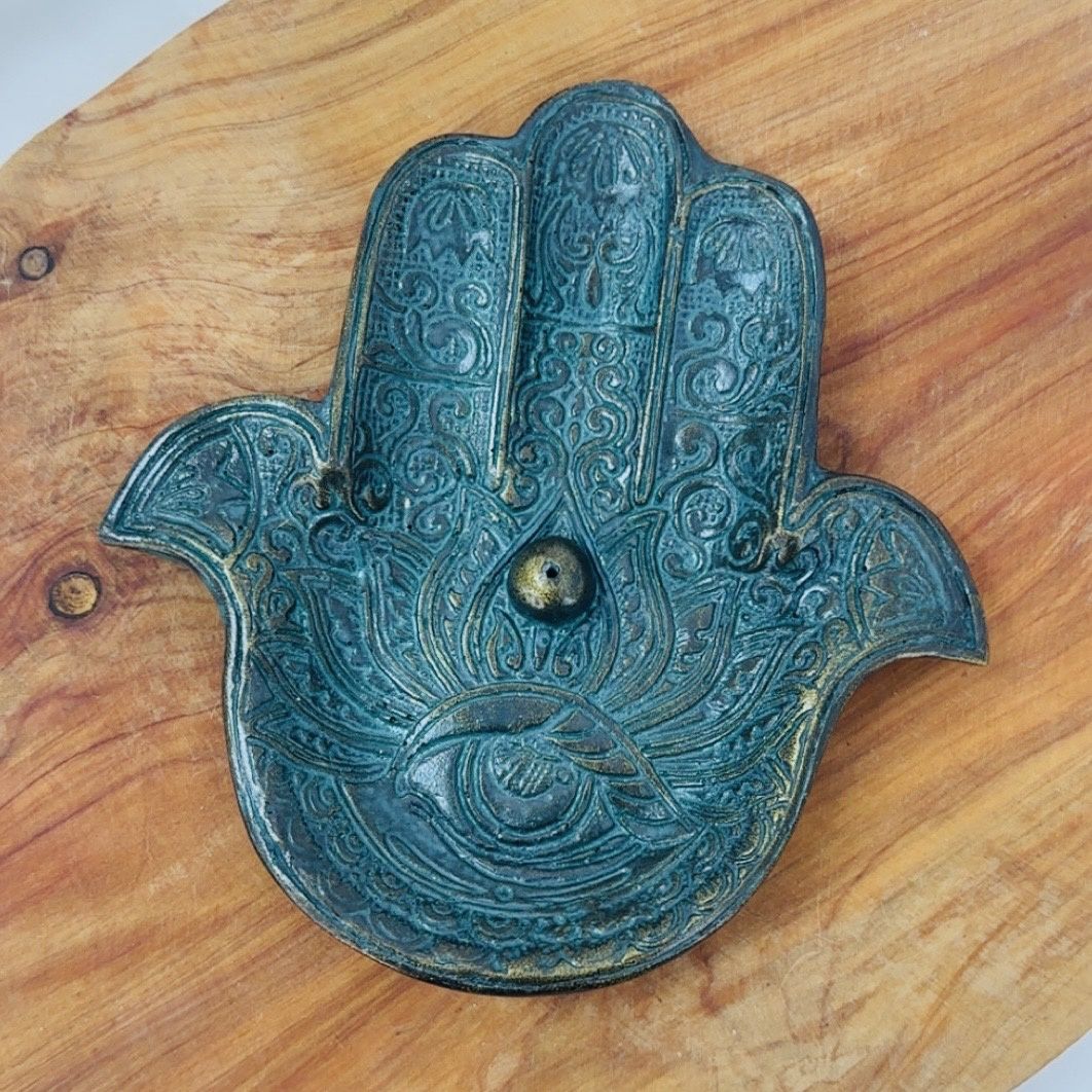 Hamsa Green Incense Holder