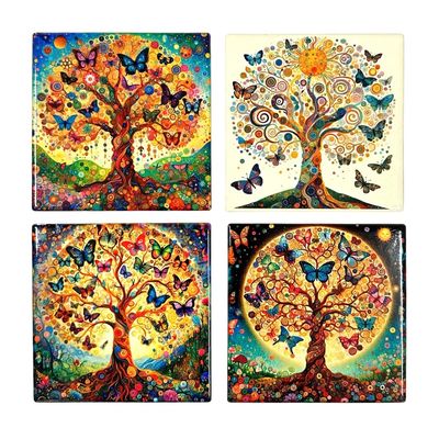 Tree Of Life Ceramic Coaster Set 4