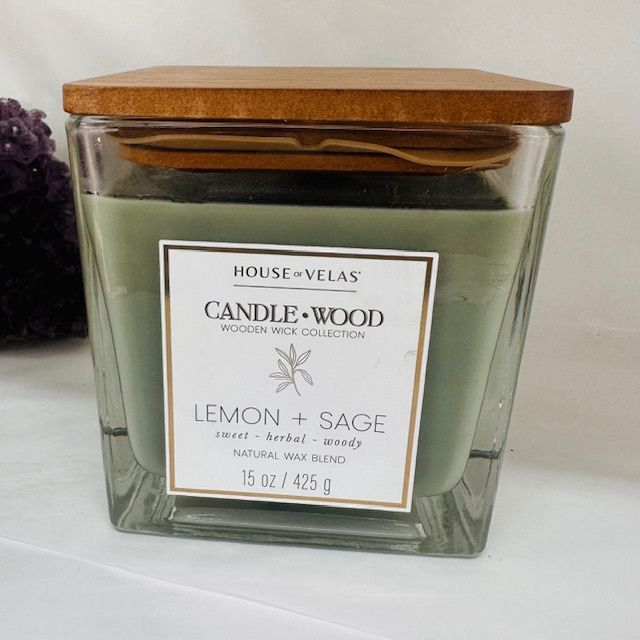 Lemon and Sage CandleWood Candle 425gms