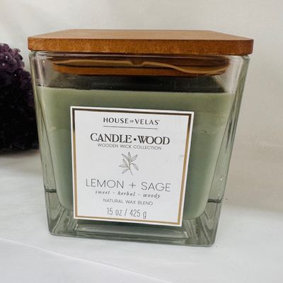 Lemon and Sage CandleWood Candle 425gms