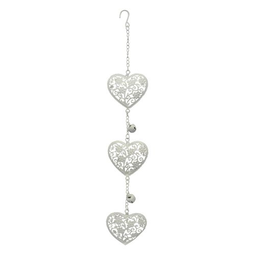 White triple heart hanging