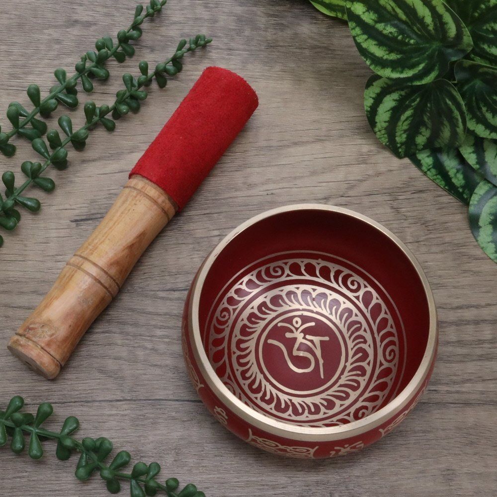 Singing Bowl Tibetan Design Red