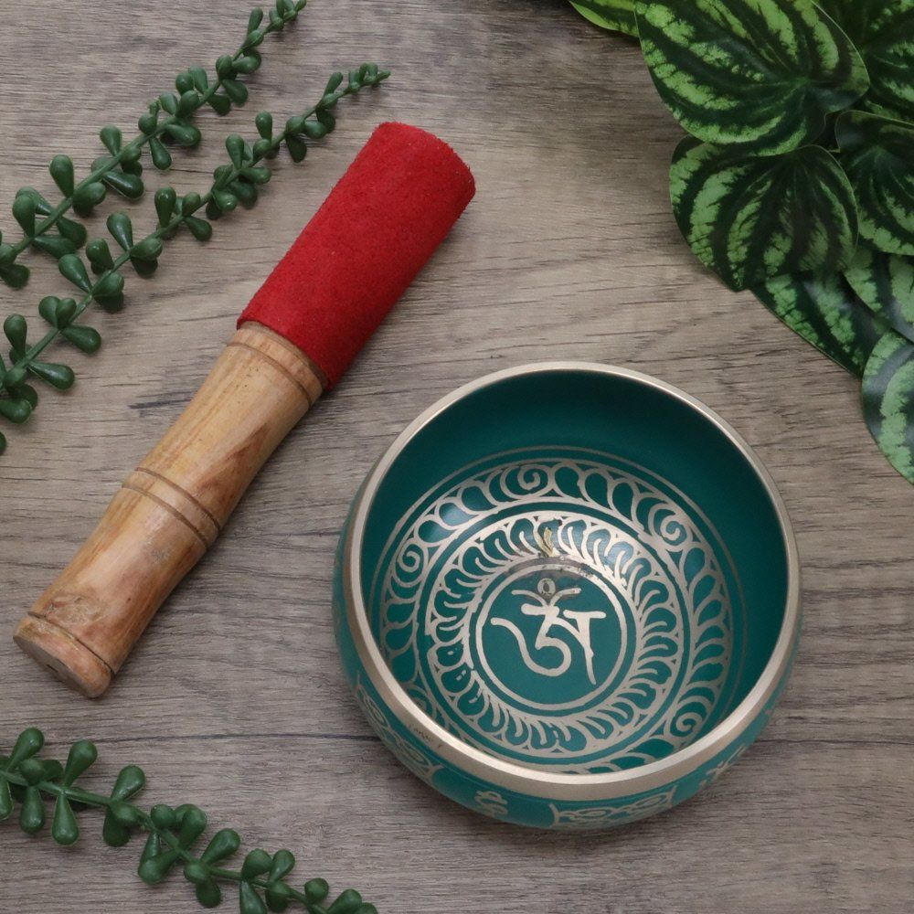Singing Bowl Tibetan Design Green