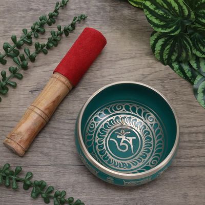 Singing Bowl Tibetan Design Green