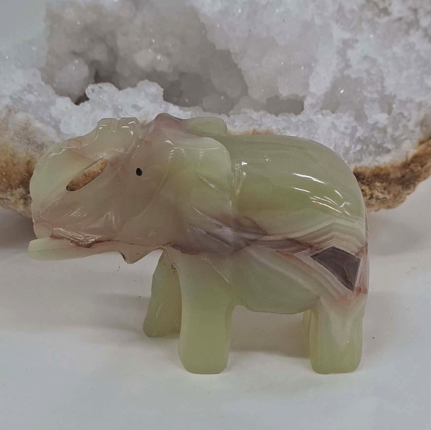 Banded Calcite Elephant 8cm
