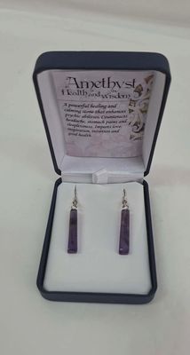 Amethyst Gem Earrings Boxed
