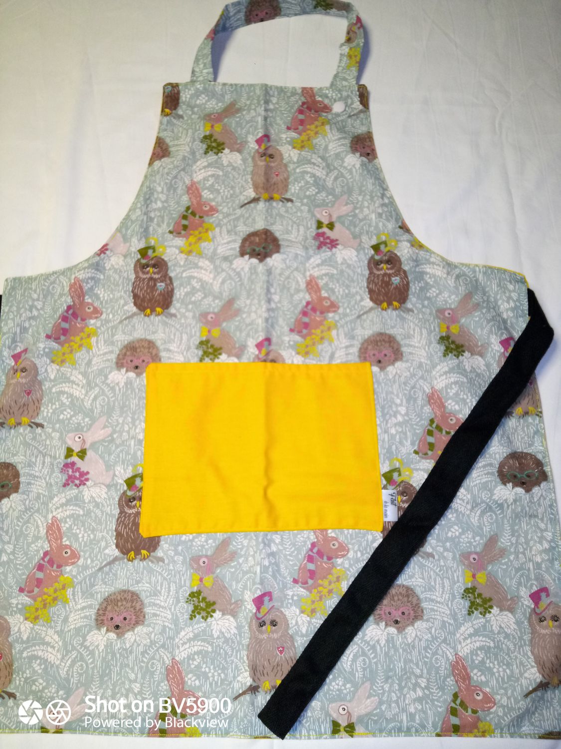 Tablier enfant 6/8 ans hibou jaune