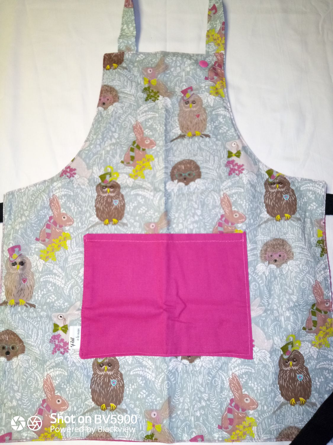 Tablier enfant 4 ans (hibou rose)