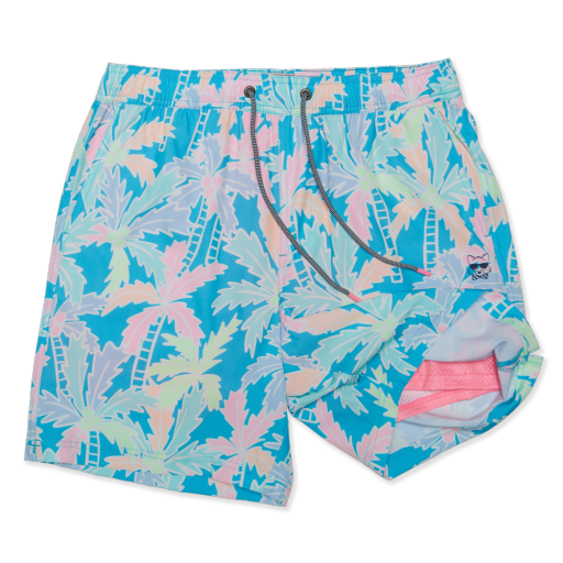 Party Pants 5' BUSY PALMS HAPPY HOUR, Color: CYAN SP26, Size: S