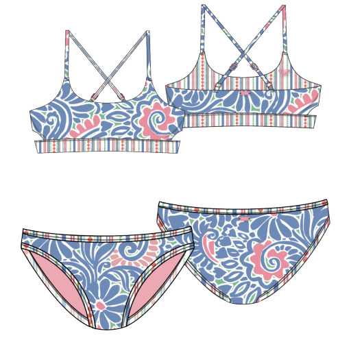 Roxy GIRLS' CASCAIS REV BIKINI SET, Color: Silver Lake Blue SP26, Size: 7