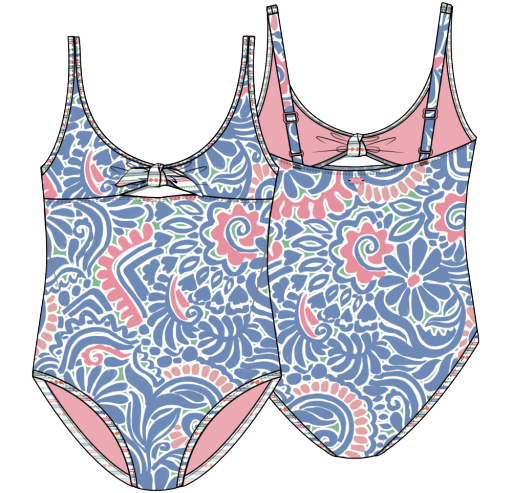 Roxy GIRLS' CASCAIS ONE PIECE, Color: Silver Lake Blue SP26, Size: 7