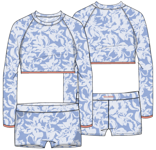 Billabong GIRLS' COME ON NOW CROP RG SET, Color: Light Chambray SP26, Size: 4