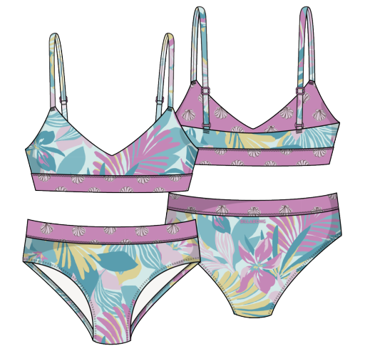 Billabong GIRLS' DES TROPICS REV BIKINI SET, Color: Mint SP26, Size: 6