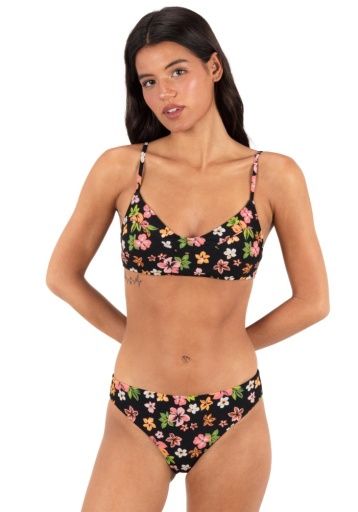 Hurley MAX HIBISCUS DREAM BRALETTE, Color: Black Floral SP26, Size: XS
