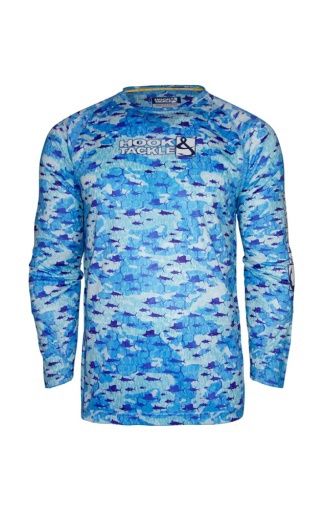 Hook &amp; Tackle Boys BILLFISH TEXTURE Rashguard, Color: Blue SP26, Size: Small