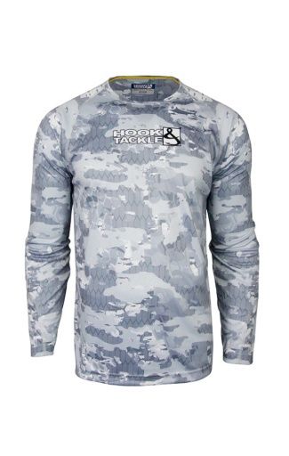 Hook &amp; Tackle Boys FRACTAL CAMO Rashguard, Colour: GRAY SP26, Size: Medium