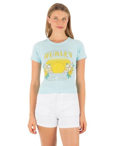 Hurley Sunrise Baby Tee, Color: Blue Dream SP26, Size: XSMALL