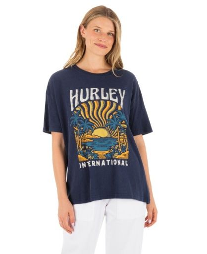 Hurley Bliss Boyfriend Tee, Color: Navy Blues SP26, Size: XSMALL
