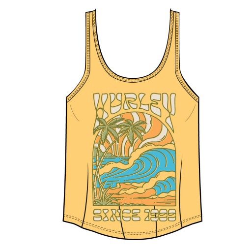 Hurley Splash Scoop Hem Tank, Color: Banana Cream SP26, Size: XSMALL