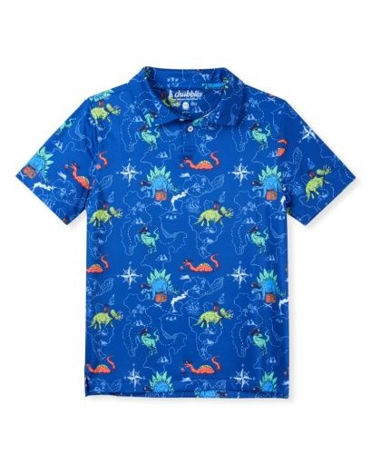 Chubbies The Lil Rex Marks The Spot (Toddler Performance Polo), Color: Bright blue SP26, Size: 2T
